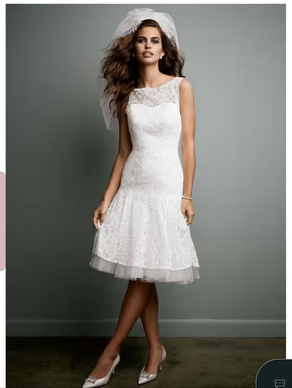 Size 6 white knee/midi lace fit & flare dress w/ a sheer neckline & open back